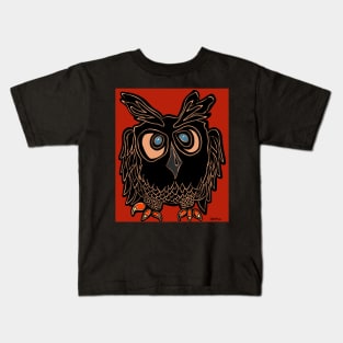 Black owl drawing Kids T-Shirt